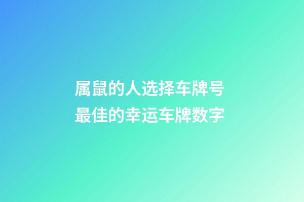 属鼠的人选择车牌号 最佳的幸运车牌数字